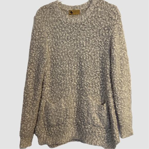 Katsumi White and Gray Popcorn Textured Sweater Front Pockets Size Small - Picture 2 of 6